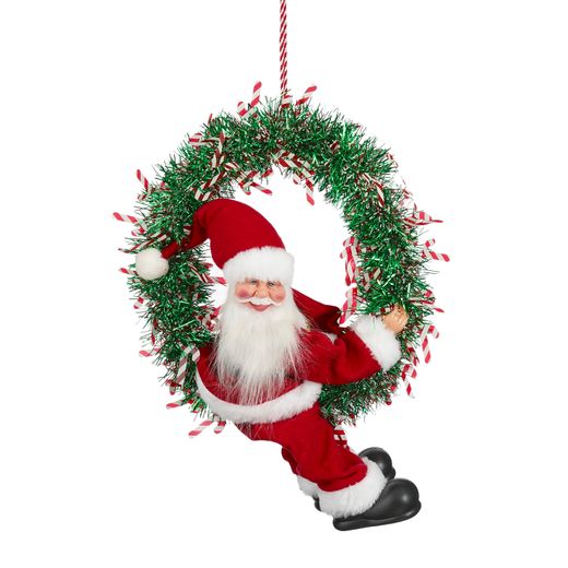 Papá Noel Colgante Rojo con Movimiento y Música a Pilas 37 x 15 x 50 cm Edelmann