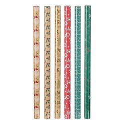 Papel de Regalo Navideño Rojo Verde Marrón 6 Diseños 48 Piezas x 70 cm Edelmann