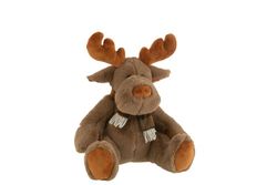 Peluche Noël Renne avec Écharpe Assis Moyen Jolipa