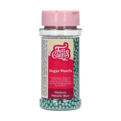 Perlas azúcar sprinkle azul metalizado funcakes 80 grs