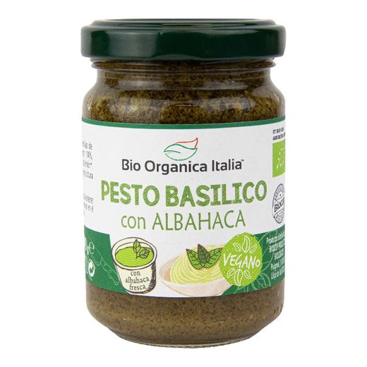 Italiensk bio økologisk vegansk pesto basilikum 140g bio økologisk