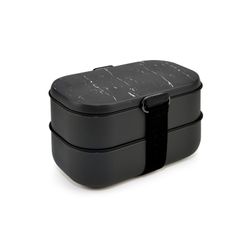 Lancheira Bento Porta Alimentos Mármore Preto 1,35 L Iris