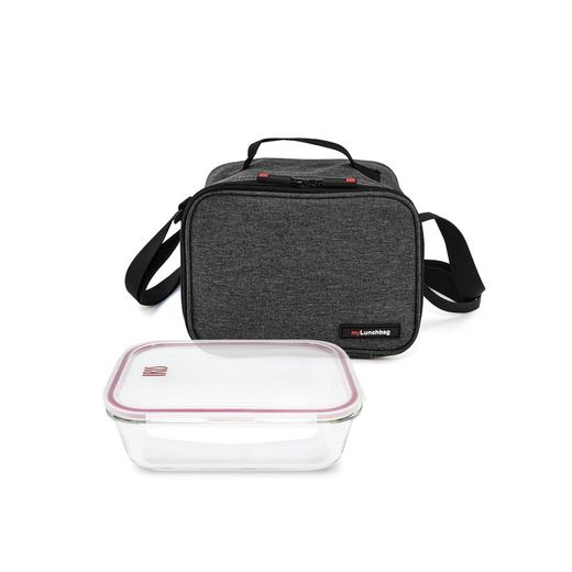 Portavivande Goglass Lunchbag nero (contenitore in vetro da 840 ml) Iris