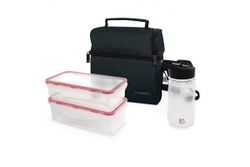 Portacomida Lunchbag Optimal Negro ( contenedor 600ml + 800ml + botella 350 ml) Iris