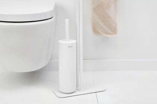 Portarrollo con estante y escobillero Mineral Fresh Blanco Brabantia