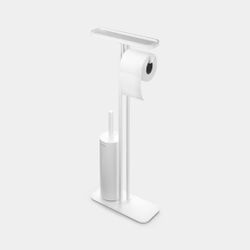 Portarrollo con estante y escobillero Mineral Fresh Blanco Brabantia