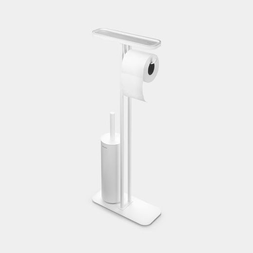 Portarrollo con estante y escobillero Mineral Fresh Blanco Brabantia