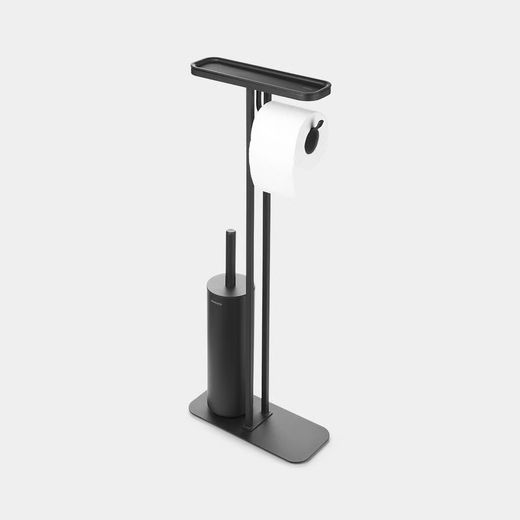 Portarrollo con estante y escobillero Mineral Infinite Gris Brabantia