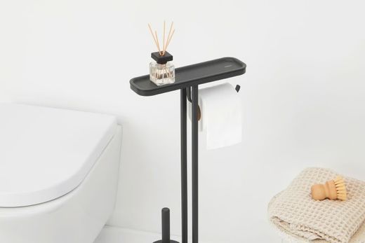 Portarrollo con estante y escobillero Mineral Infinite Gris Brabantia