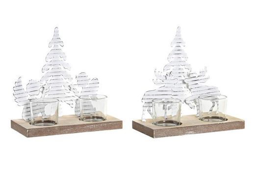 Portavela Madera Metálico Navidad