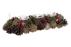 Christmas candle holder centerpiece 3 candles pineapple natural