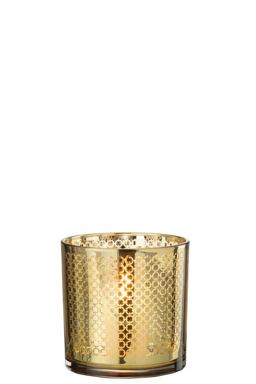 Portavelas Cristal Oro Tamańo M Especial Navidad