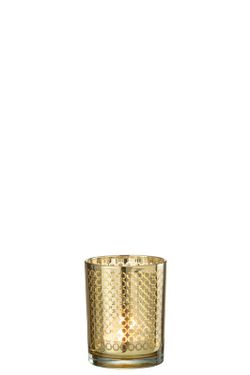 Castiçal Cristal Dourado Tamanho S Especial Natal