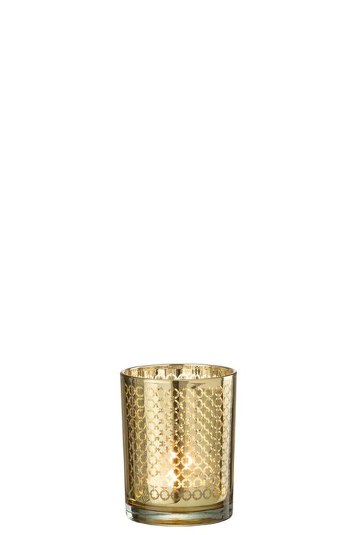 Castiçal Cristal Dourado Tamanho S Especial Natal
