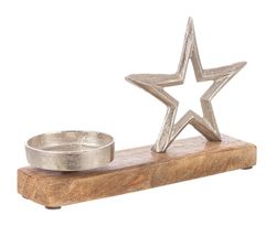 Ljusstake julstjärna naturträ