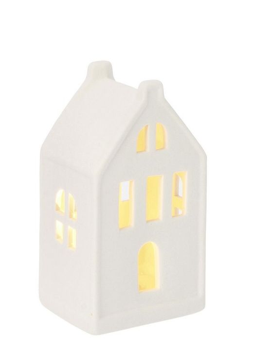 Kerstkaarsenhouder Vorm Huis Wit met LED Bizzotto