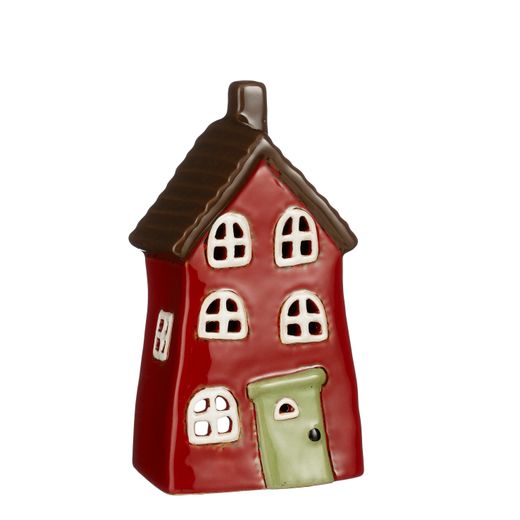 Portavelas Navideño Casa Rojo 8,5 x 6,5 x 16 cm Edelmann