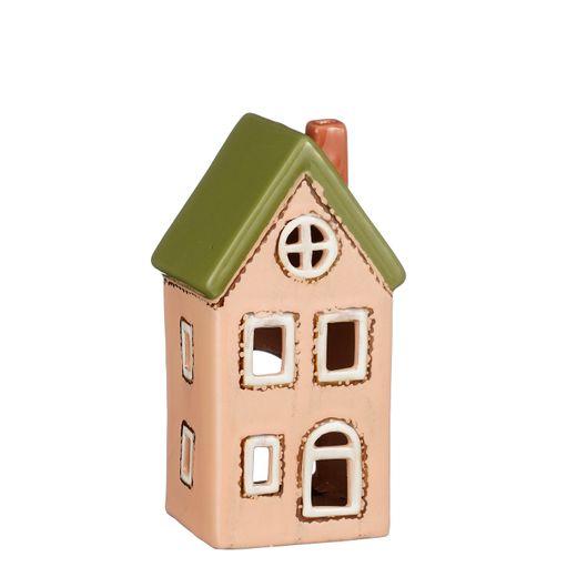 Portavelas Navideño Casa Rosa Claro 9,5 x 8 x 17,5 cm Edelmann