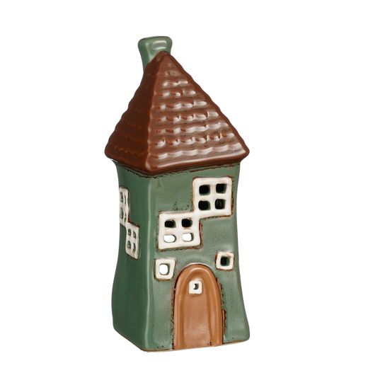 Portavelas Navideño Casa Verde 7,5 x 7,5 x 18,5 cm Edelmann