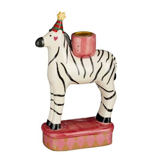 Portavelas Navideño Cebra Circo Blanco 13 x 6,5 x 20,5 cm Edelmann