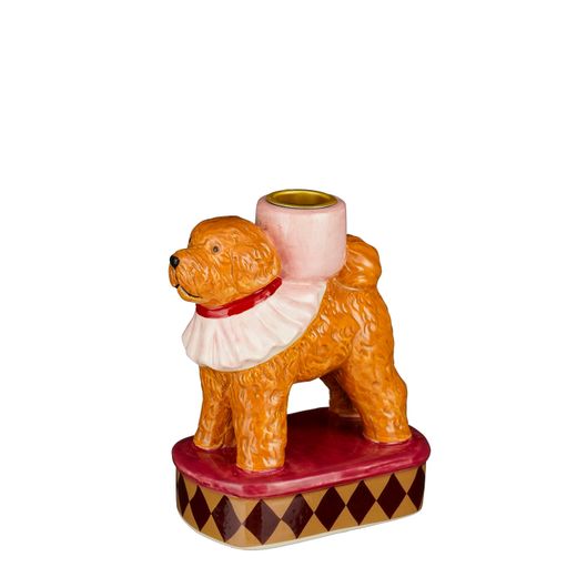 Portavelas Navideño Perro Circo Marrón 12 x 7 x 14 cm Edelmann