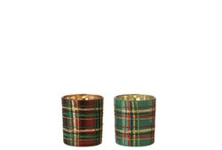 Portavelas Rojo Verde Navidad con Pie