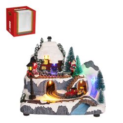 Pueblo Navideño con Tren a Pilas 21,5 x 14 x 16 cm Edelmann