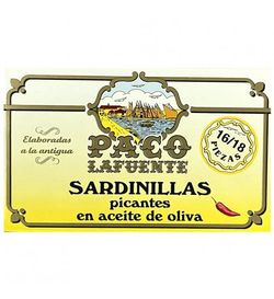 Sardinillas picantes en aceite de oliva 16/18 piezas RR125 g Paco Lafuente
