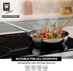 Sarten Acero Inox 24 cms Bra Profesional Sin Antiadherente