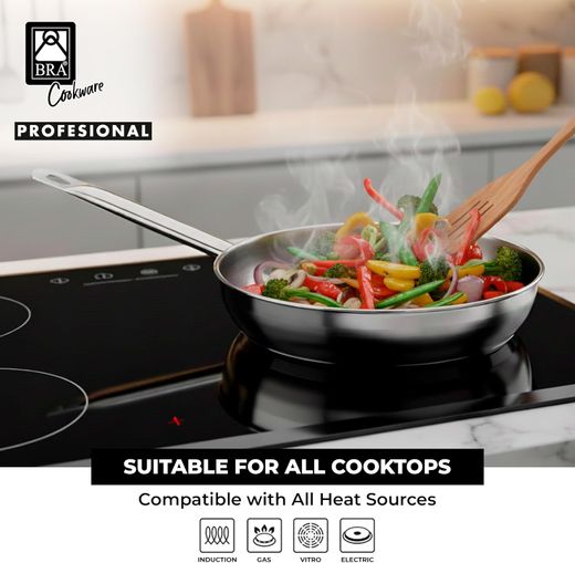 Sarten Acero Inox 24 cms Bra Profesional Sin Antiadherente