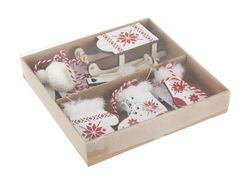 Set of 10 Christmas tree hanging ornaments white assorted