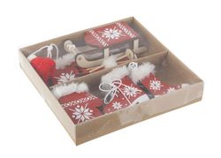 Set of 10 red assorted Christmas tree ornaments