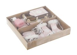 Set of 10 Christmas tree hanging ornaments pink assorted