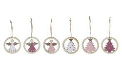 Set of 12 Christmas tree hanging ornaments circles