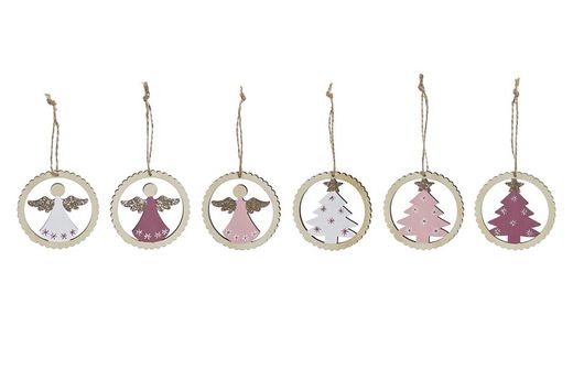 Set of 12 Christmas tree hanging ornaments circles