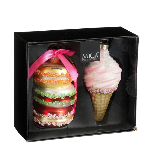 Set 2 Adornos de Navidad Macarons y Helado Edelmann