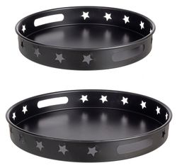 Set 2 Bandejas Navidad Estrellas Negro
