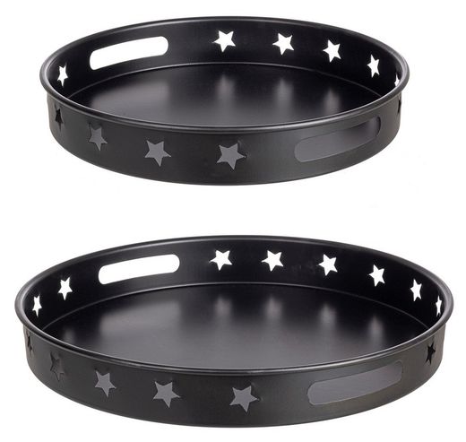 Conjunto 2 Bandejas Natal Estrelas Preto