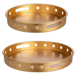 Set 2 Bandejas Navidad Estrellas Oro