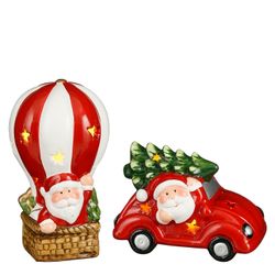 Set 2 Figuras Navideñas LED de Coche y Globo Aerostático Edelmann