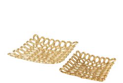 Set of 2 Golden Square Large Trays