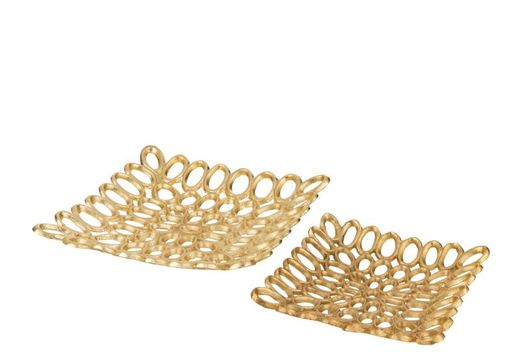 Set of 2 Golden Square Large Trays