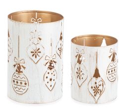 Set 2 Portavelas Merrill Blancos de Navidad Bizzotto