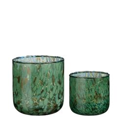 Set of 2 Christmas Candle Holders Green Edelmann