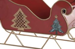 Set 2 Trineos Decorativos de Metal 49.5 x 18.5 x 27.5 Rojo de Navidad