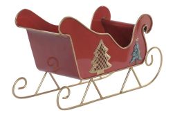 Set 2 Trineos Decorativos de Metal 49.5 x 18.5 x 27.5 Rojo de Navidad