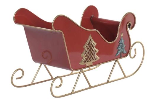 Set 2 Trineos Decorativos de Metal 49.5 x 18.5 x 27.5 Rojo de Navidad