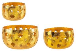 Set 3 Stearljusställare Stjärna Guld Jul
