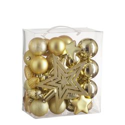 Set 40 Mini Gold Balls Christmas Tree Decoration Edelmann