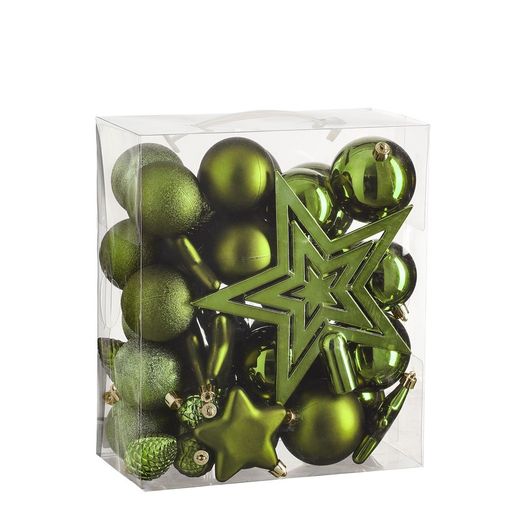 Set 40 Mini Green Balls Christmas Tree Decoration Edelmann